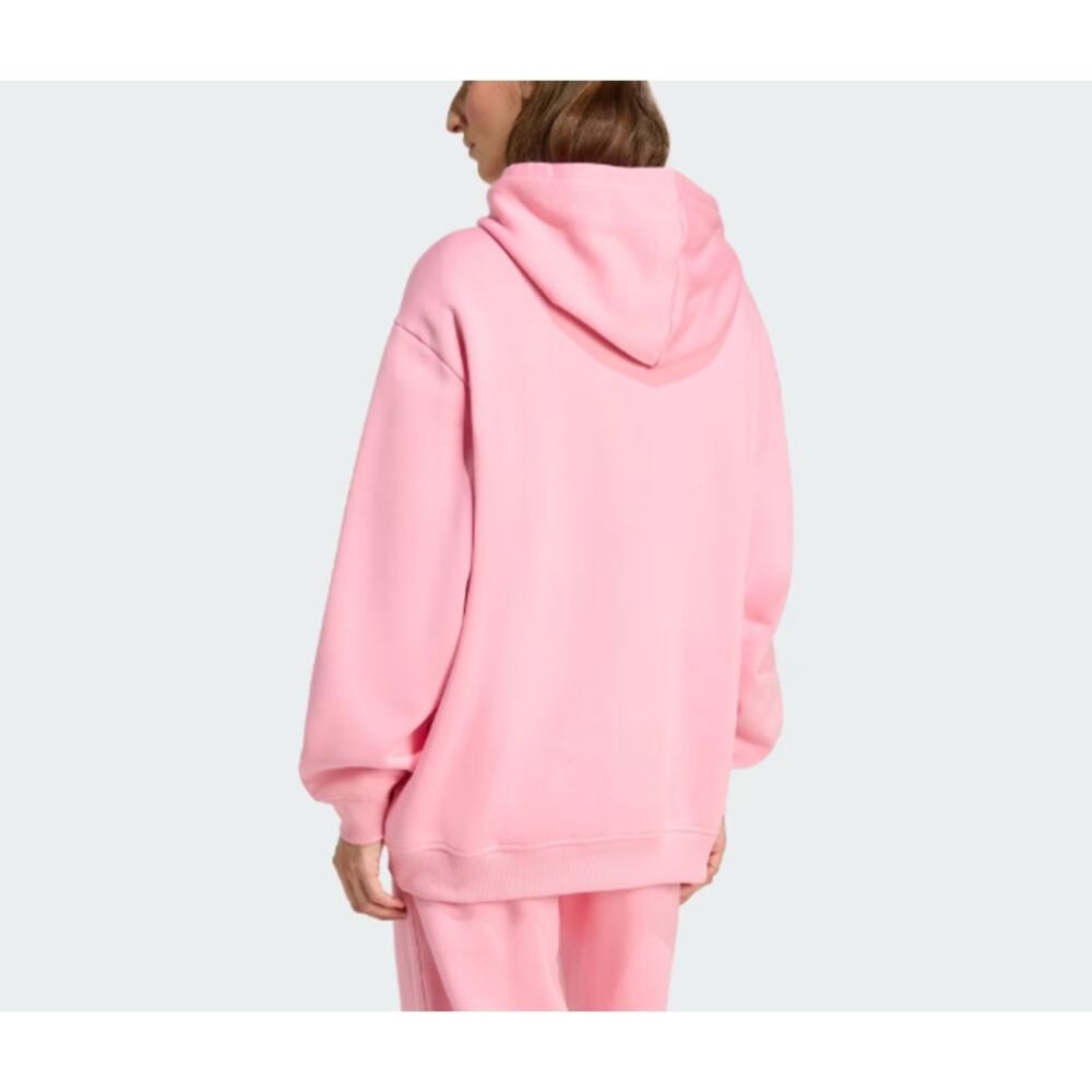 Adidas Pink Glow Essentials Oversized Fleece Loose Hoodie Jogger Set Size S - Picture 9 of 11